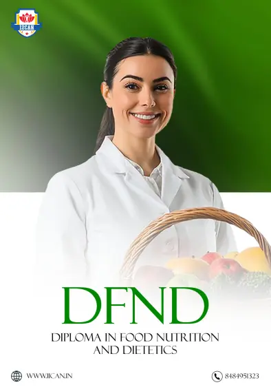 Diploma in Food Nutrition & Dietetics (DFND) 1 Smiling nutrition student holding a basket of fruits – DFND Diploma in Food Nutrition & Dietetics course by I2CAN
