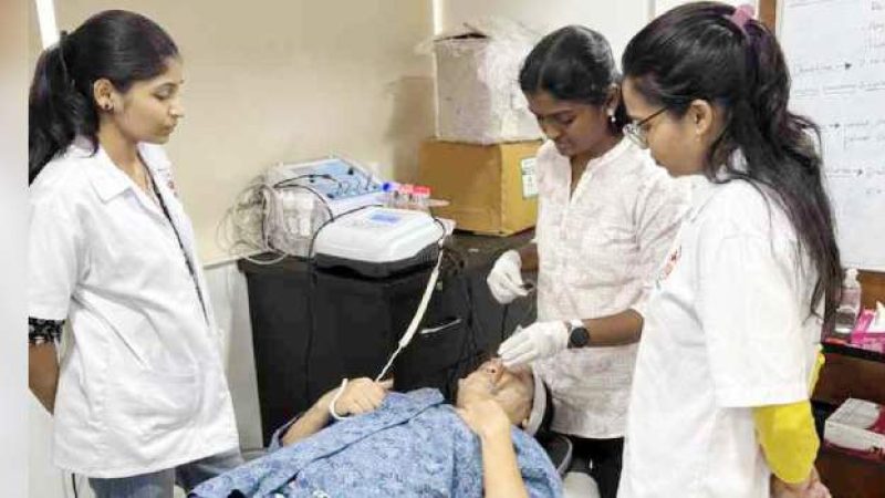 Clinical cosmetologist performing an advanced skin treatment in a medical aesthetics clinic, highlighting career skills and opportunities.